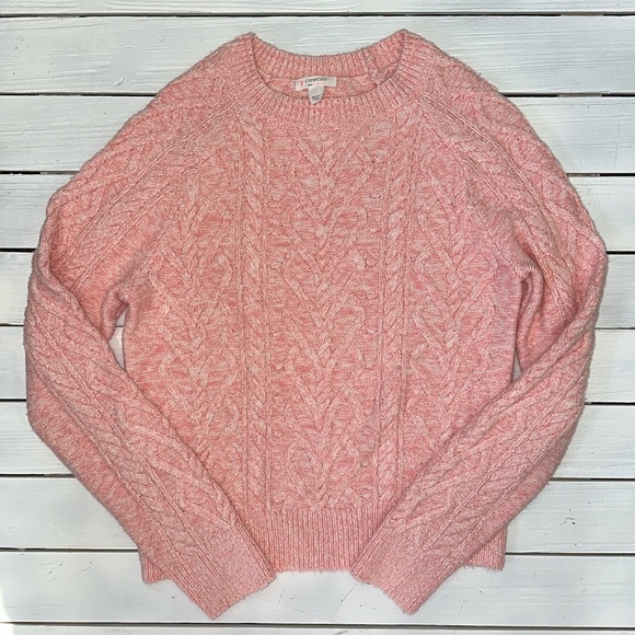 J.Crew Crewcuts Girls Heart Cable Knit Sweater Pink size L (10-11) - Picture 2 of 6
